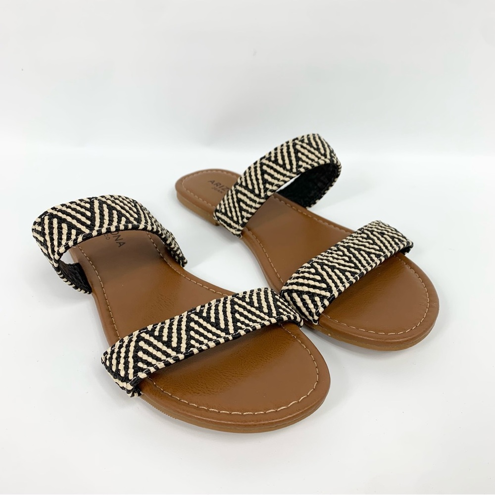 Arizona Gyles Woven Slip On Flat Sandals Black Natural